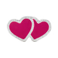 2Hearts earring 1 pcs silver plated - Plum