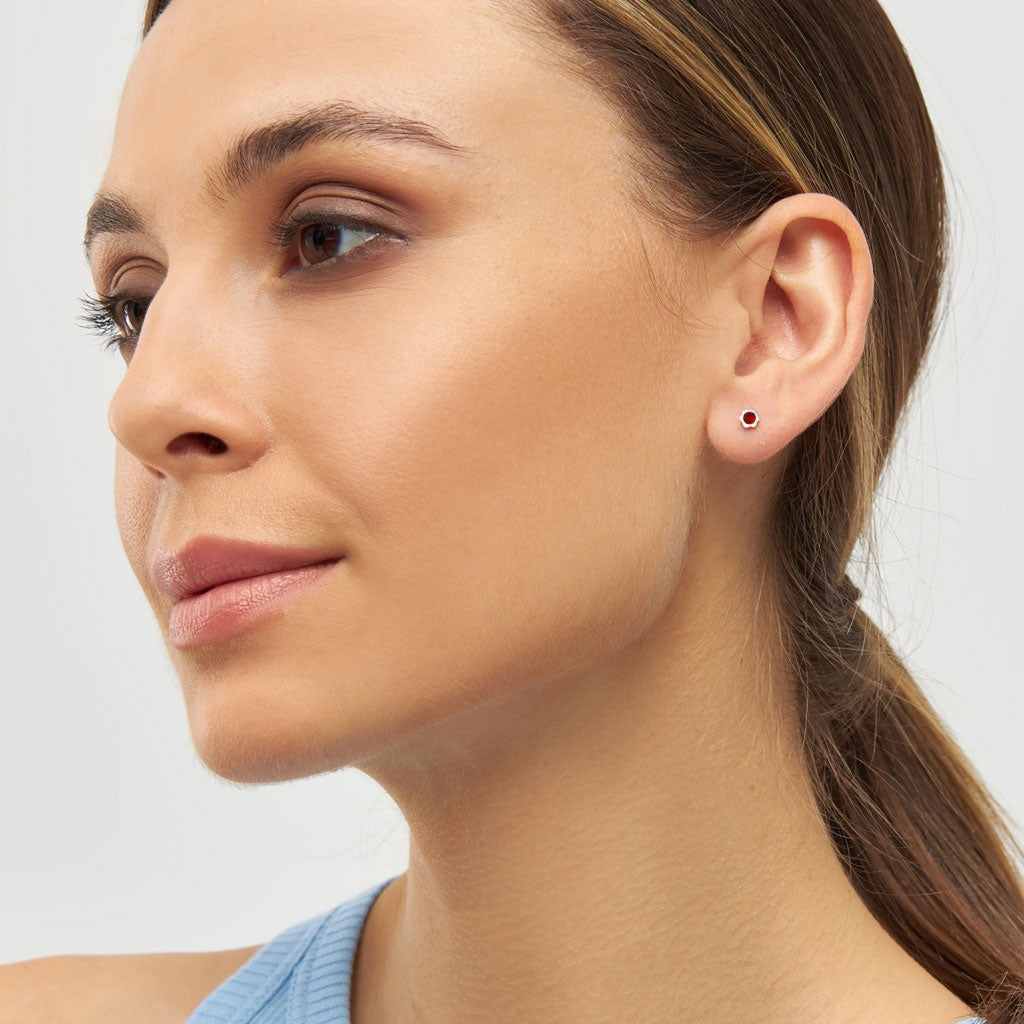LULU Copenhagen Blomst earring 1 pcs Ear stud, 1 pcs Red Agate