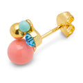 Bouquet Burnt Coral earring 1 pcs - Gold plated