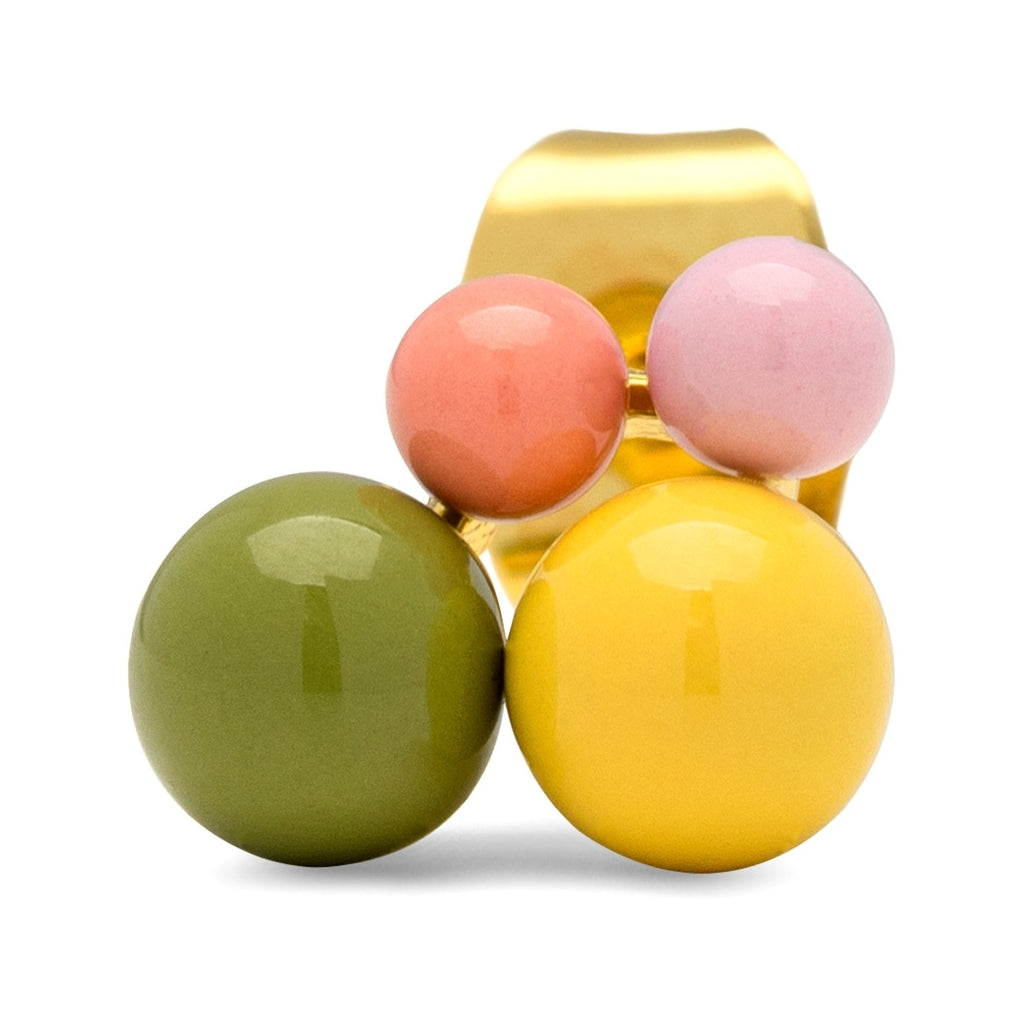LULU Copenhagen Bouquet Green Yellow earring 1 pcs Ear stud, 1 pcs Gold plated