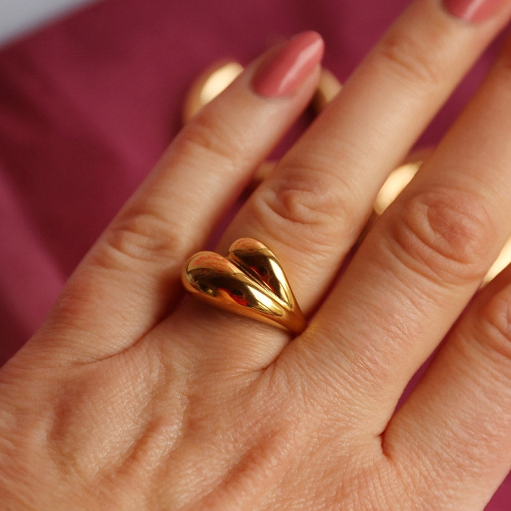 LULU Copenhagen Chunky Soft Drops Ring Rings Gold plated