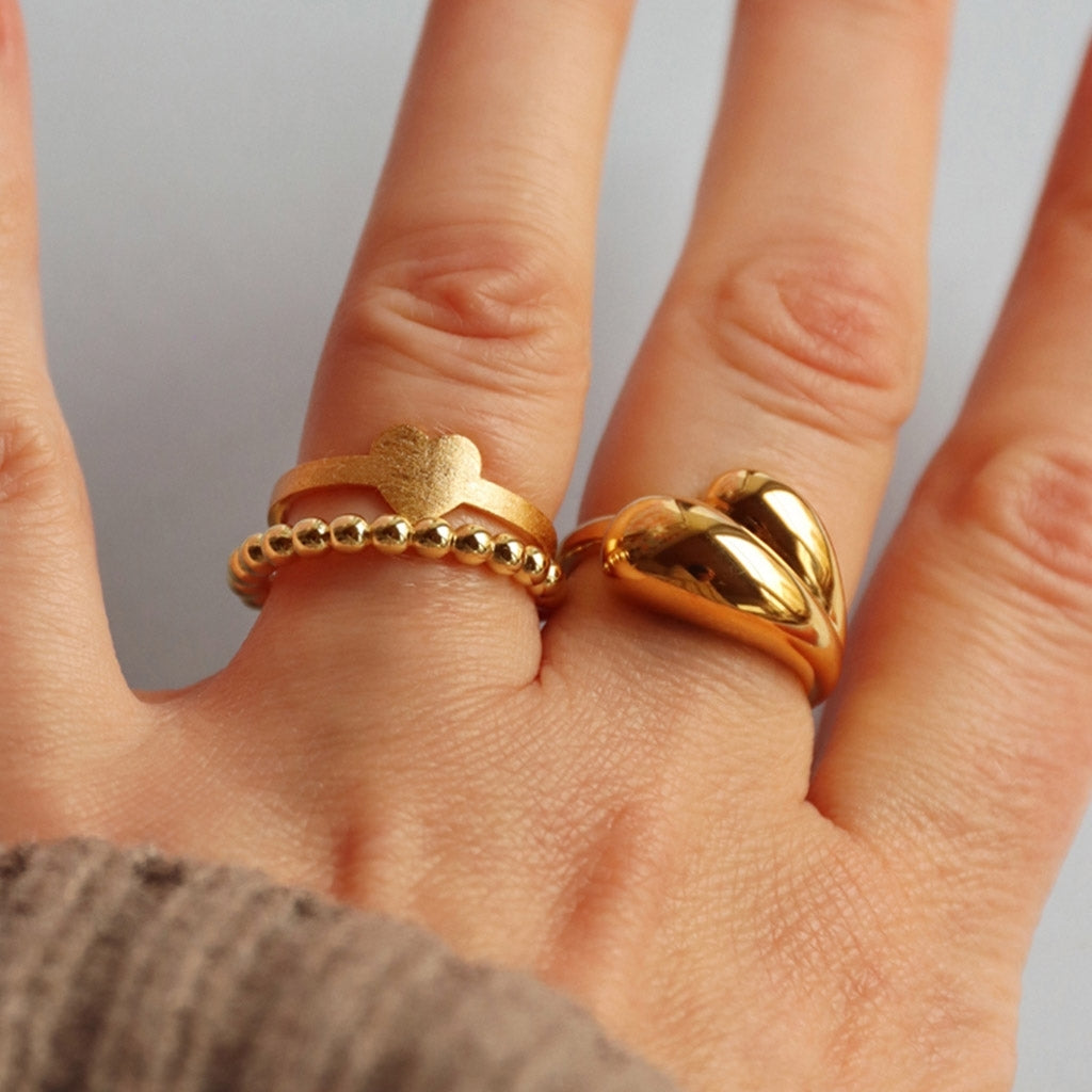 LULU Copenhagen Chunky Soft Drops Ring Rings Gold plated