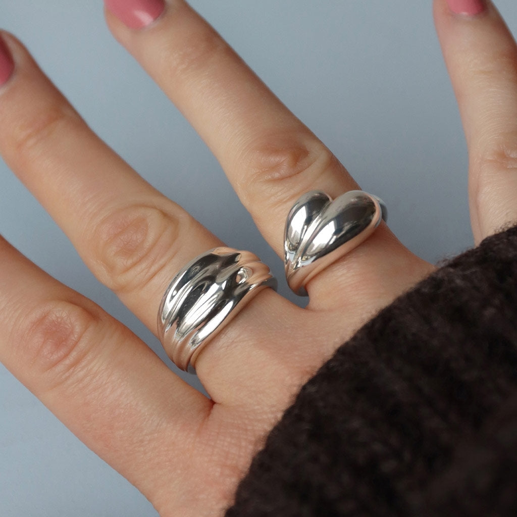 LULU Copenhagen Chunky Soft Drops Ring Rings Silver