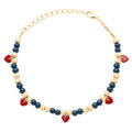 Color Ball Heart Bracelet - Soft Yellow/Retro Dark Blue