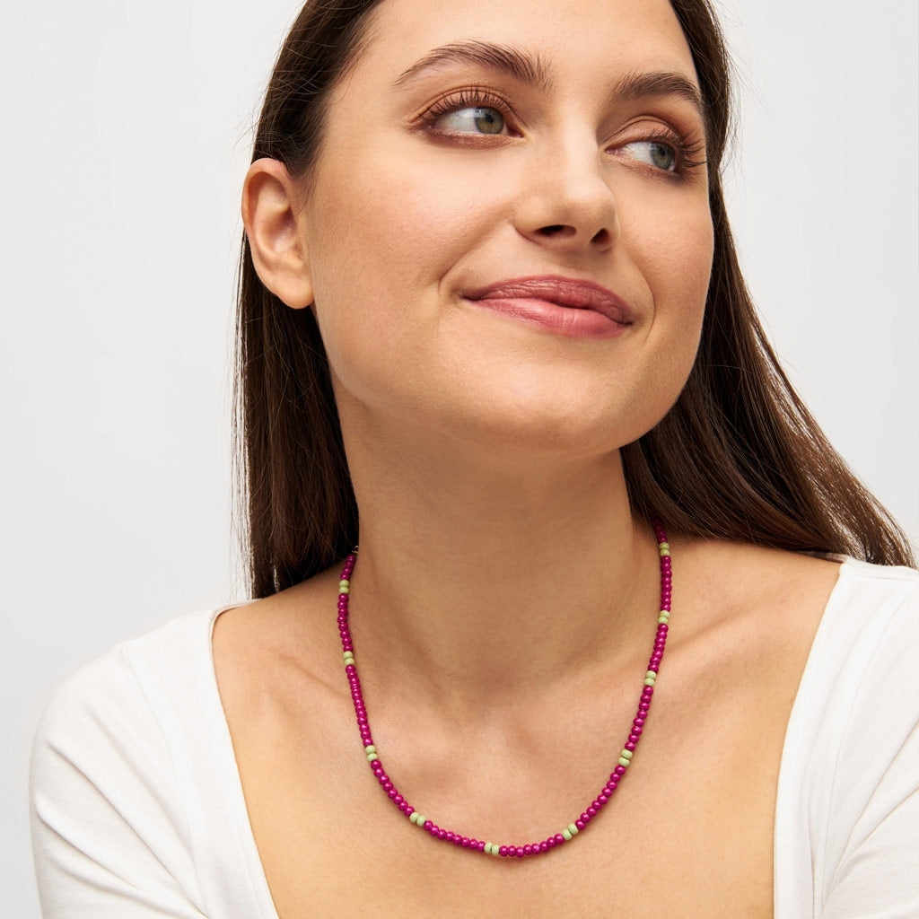 LULU Copenhagen Color Ball Necklace Necklaces Plum/Silk Light Green