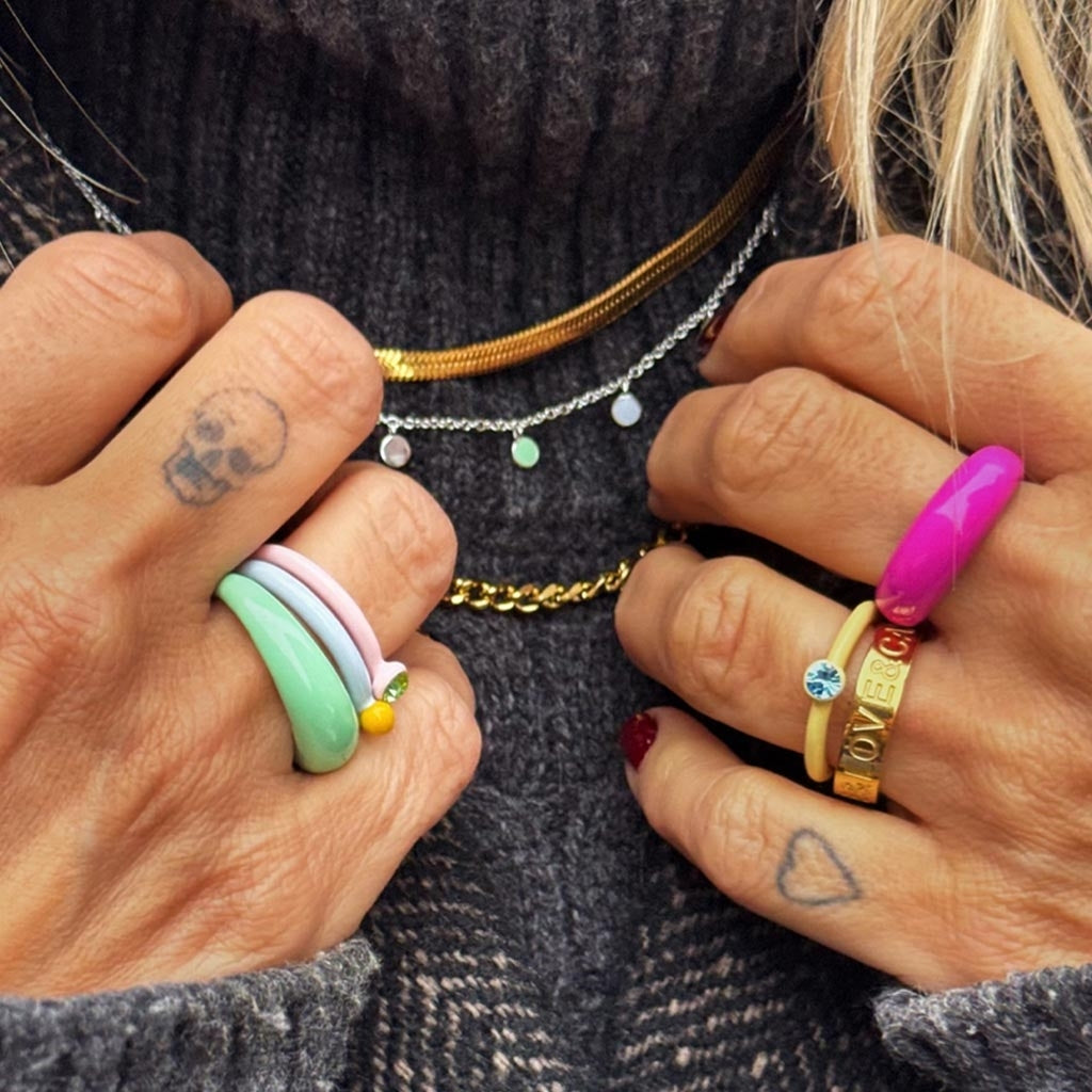 LULU Copenhagen Color Ring Chunky Rings Seasalt Green