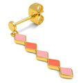 Confetti Long earring 1 pcs gold plated - Orange Coral - Light Pink
