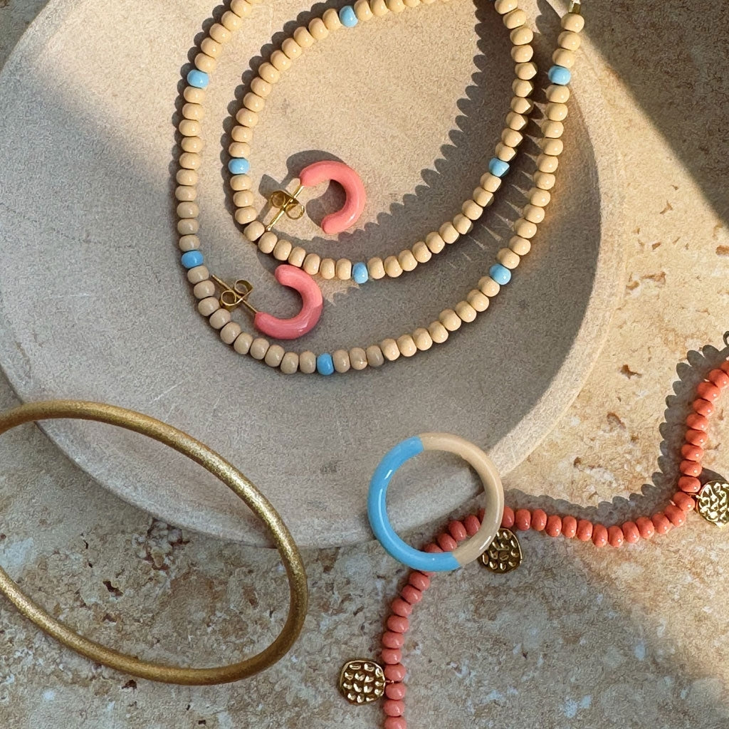 LULU Copenhagen Double Color Ring Rings Light Blue/Buttercream
