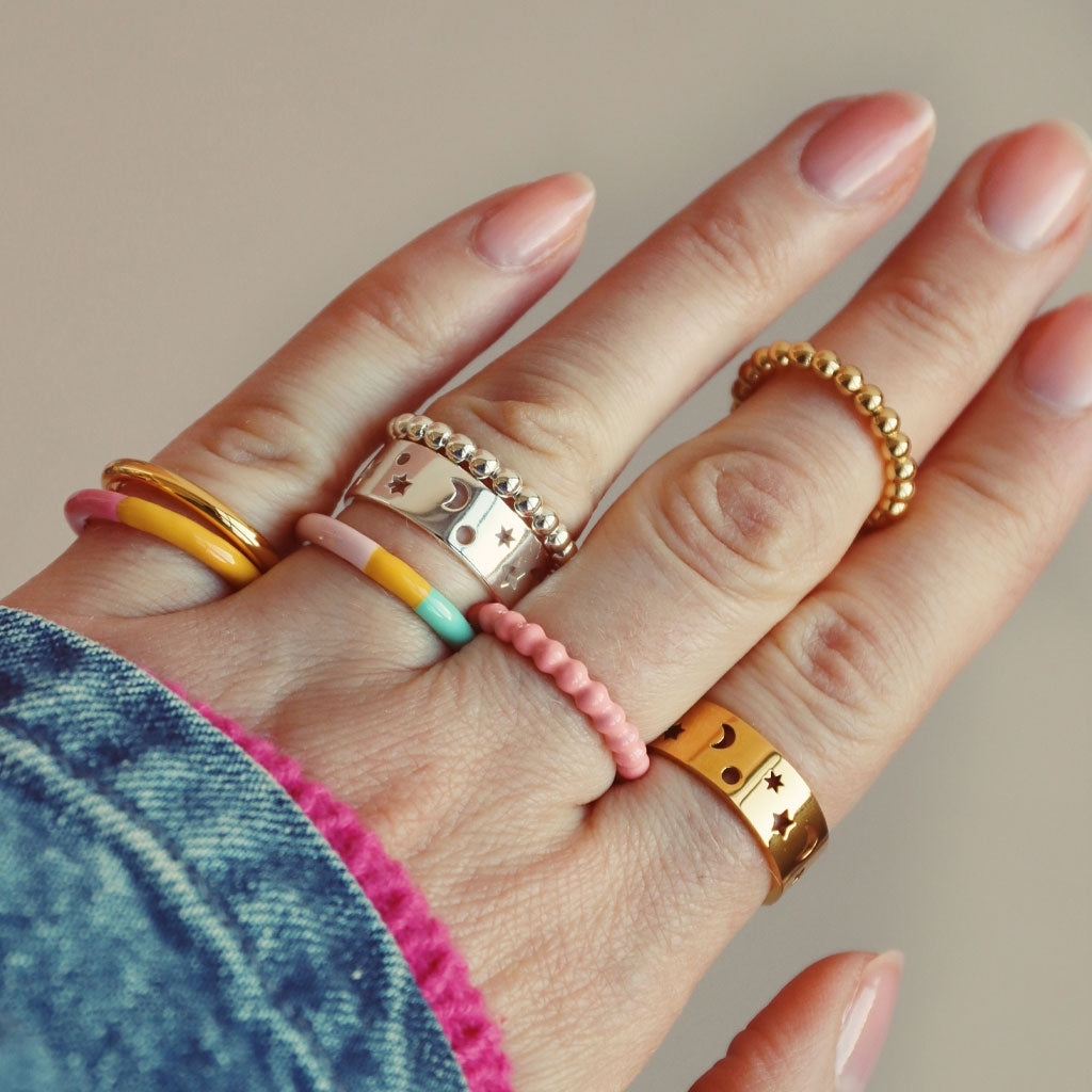 LULU Copenhagen Double Color Ring Rings Rose - Sunflower
