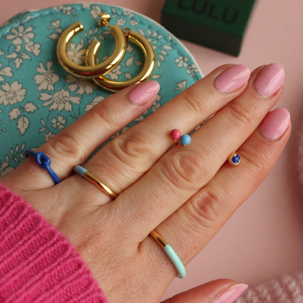 LULU Copenhagen Double Color Ring gold plated Rings Gold/Light Blue