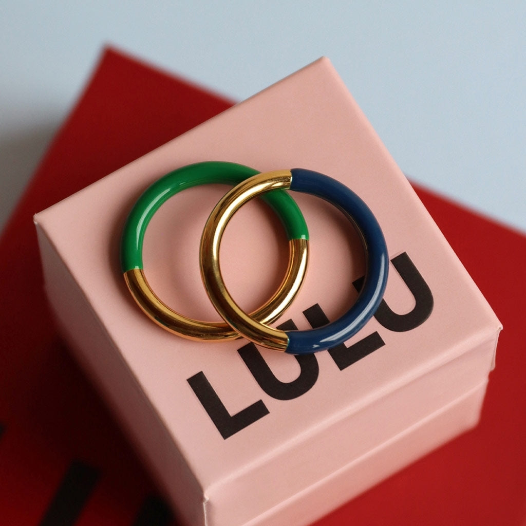 LULU Copenhagen Double Color Ring gold plated Rings Gold/Retro Dark Blue