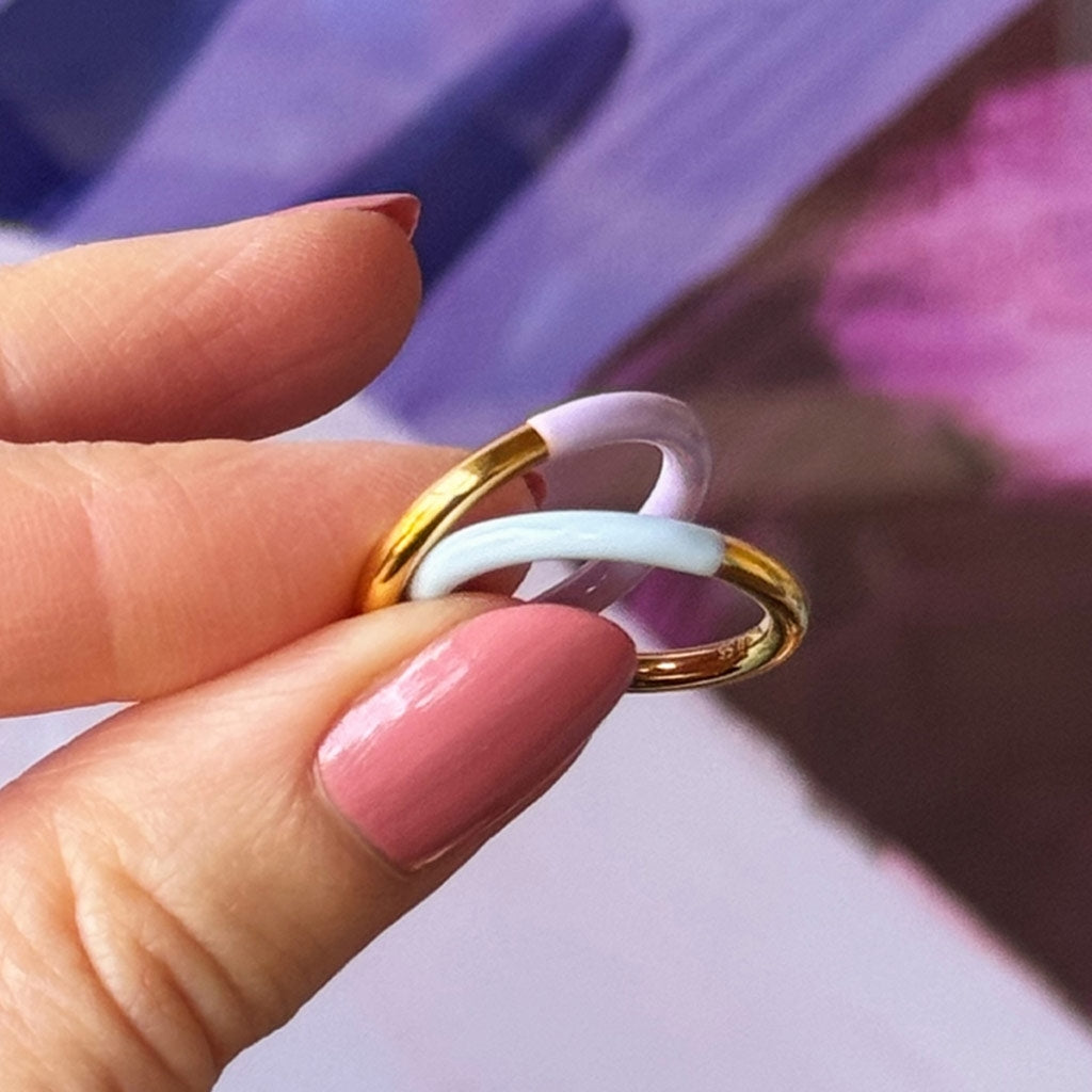 LULU Copenhagen Double Color Ring gold plated Rings Skyride Blue