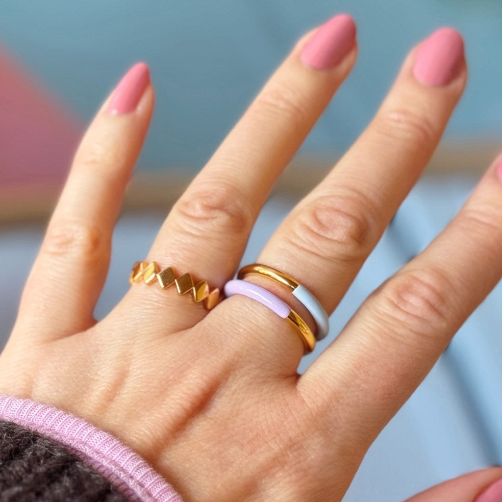 LULU Copenhagen Double Color Ring gold plated Rings Skyride Blue