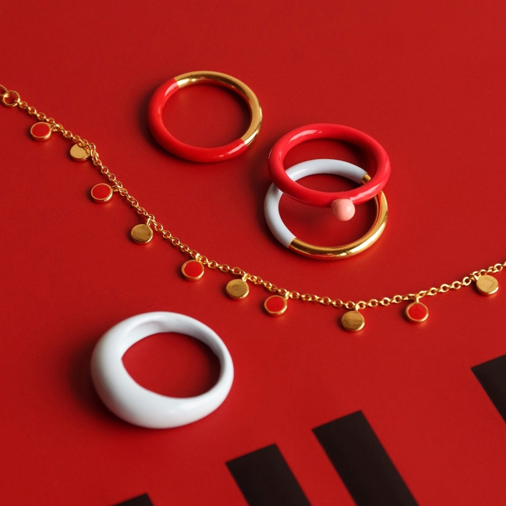 LULU Copenhagen Double Color Ring gold plated Rings Skyride Blue