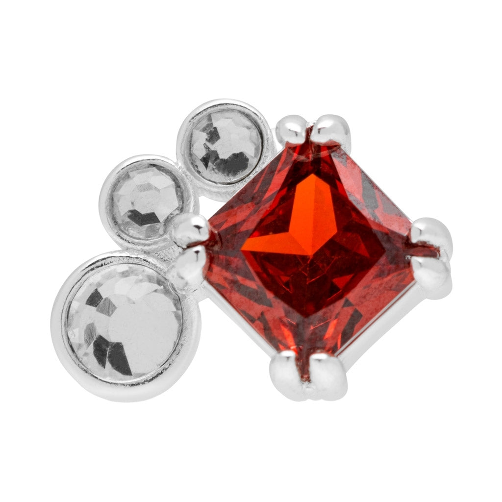 LULU Copenhagen Gala Red Bling Left earring 1 pcs Ear stud, 1 pcs Silver Plated