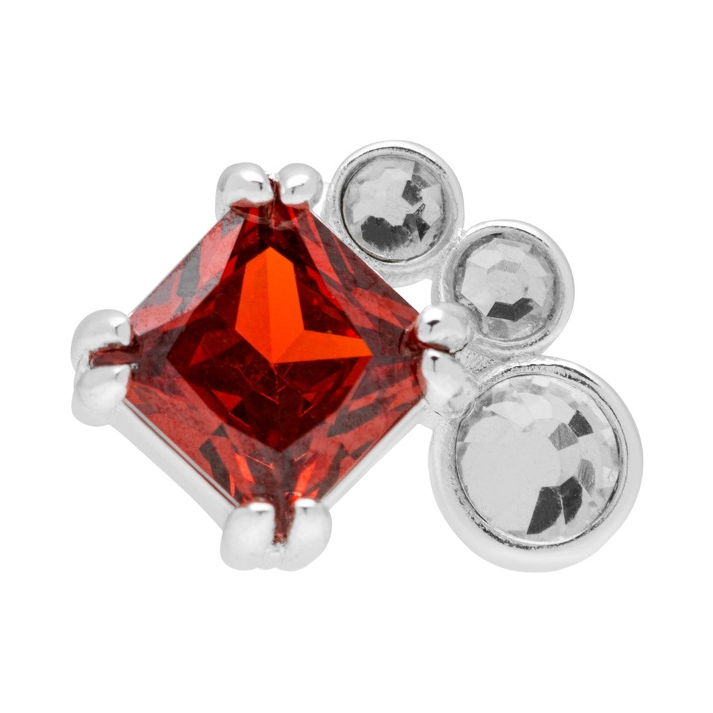 LULU Copenhagen Gala Red Bling Right silver plated earring 1 pcs Ear stud, 1 pcs Silver Plated