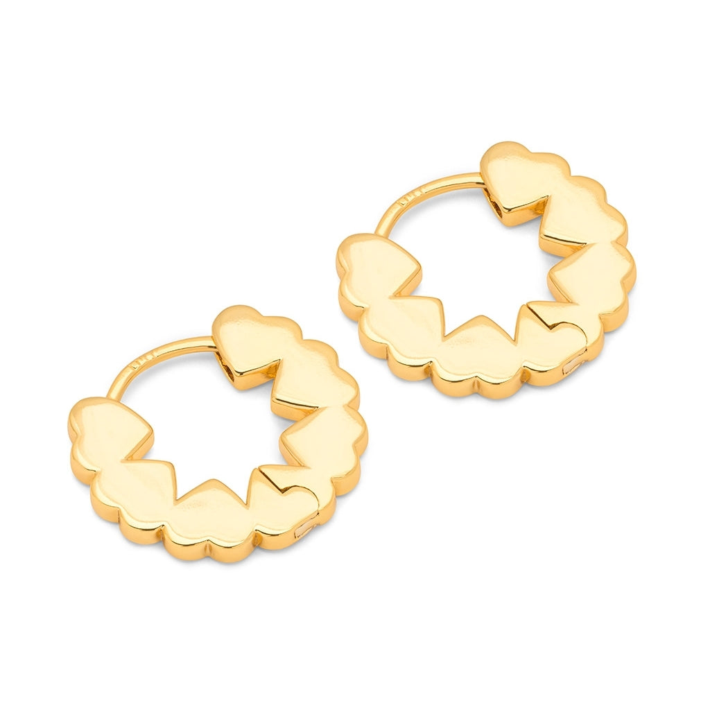 LULU Copenhagen Heart Hoops Pair Hoops Gold plated