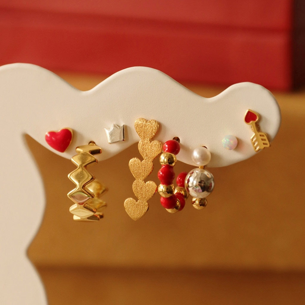 LULU Copenhagen Love U earring 1 pcs Ear stud, 1 pcs Hot Coral