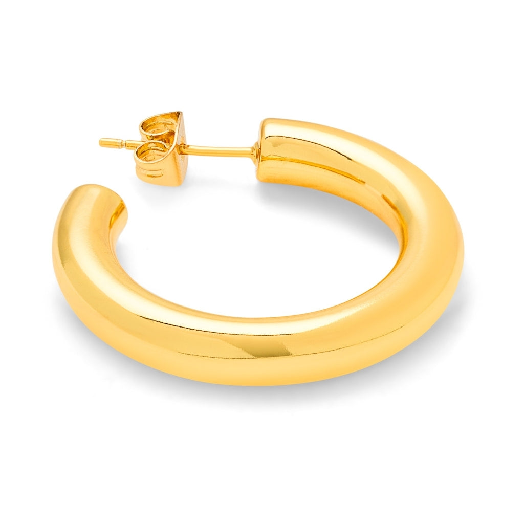 LULU Copenhagen Non Hoops Chunky Medium pair Hoops Gold plated