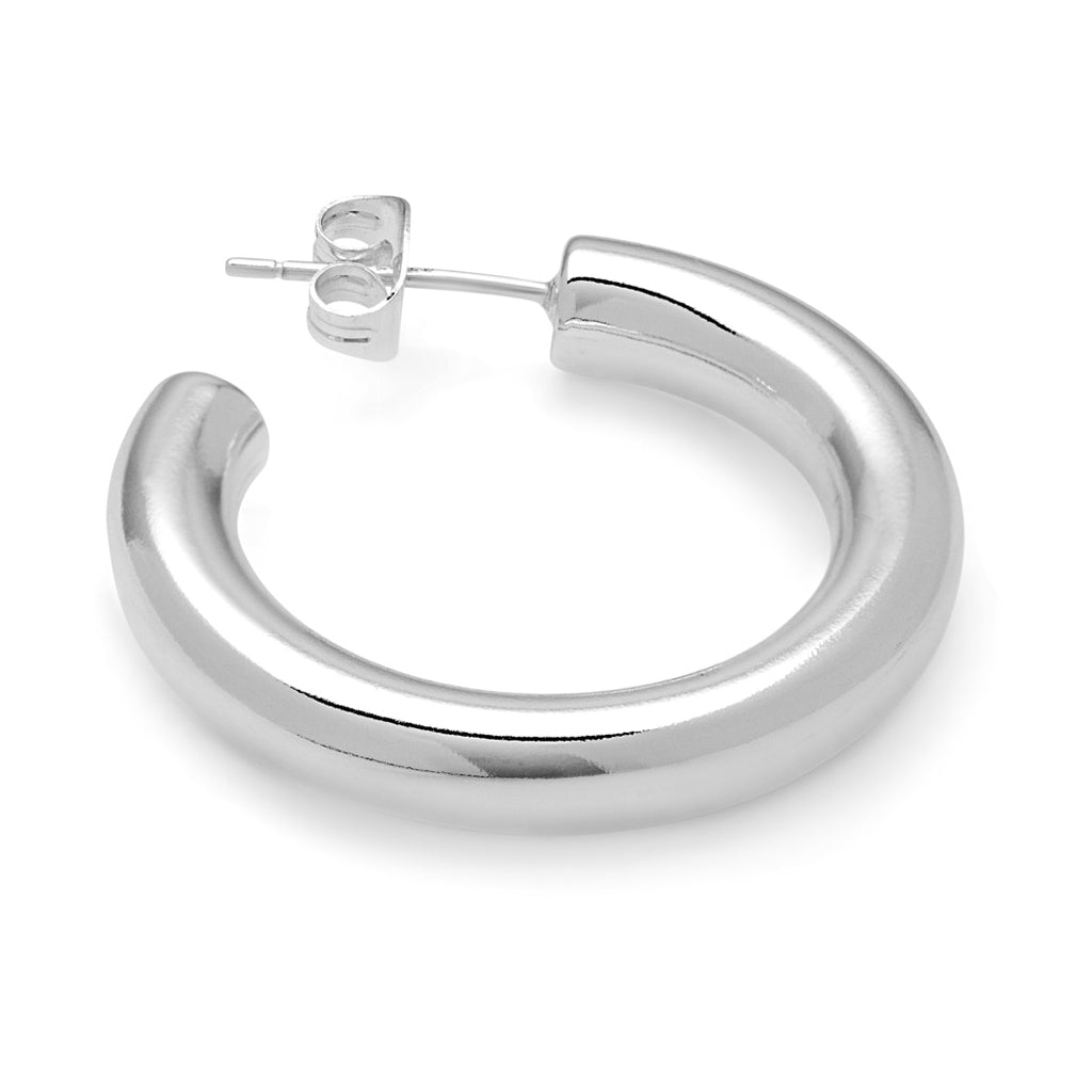 LULU Copenhagen Non Hoops Chunky Medium pair Hoops Silver Plated