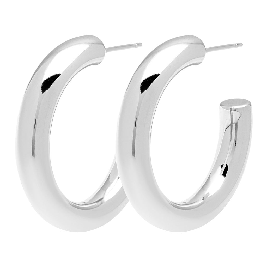 LULU Copenhagen Non Hoops Chunky Medium pair Hoops Silver Plated