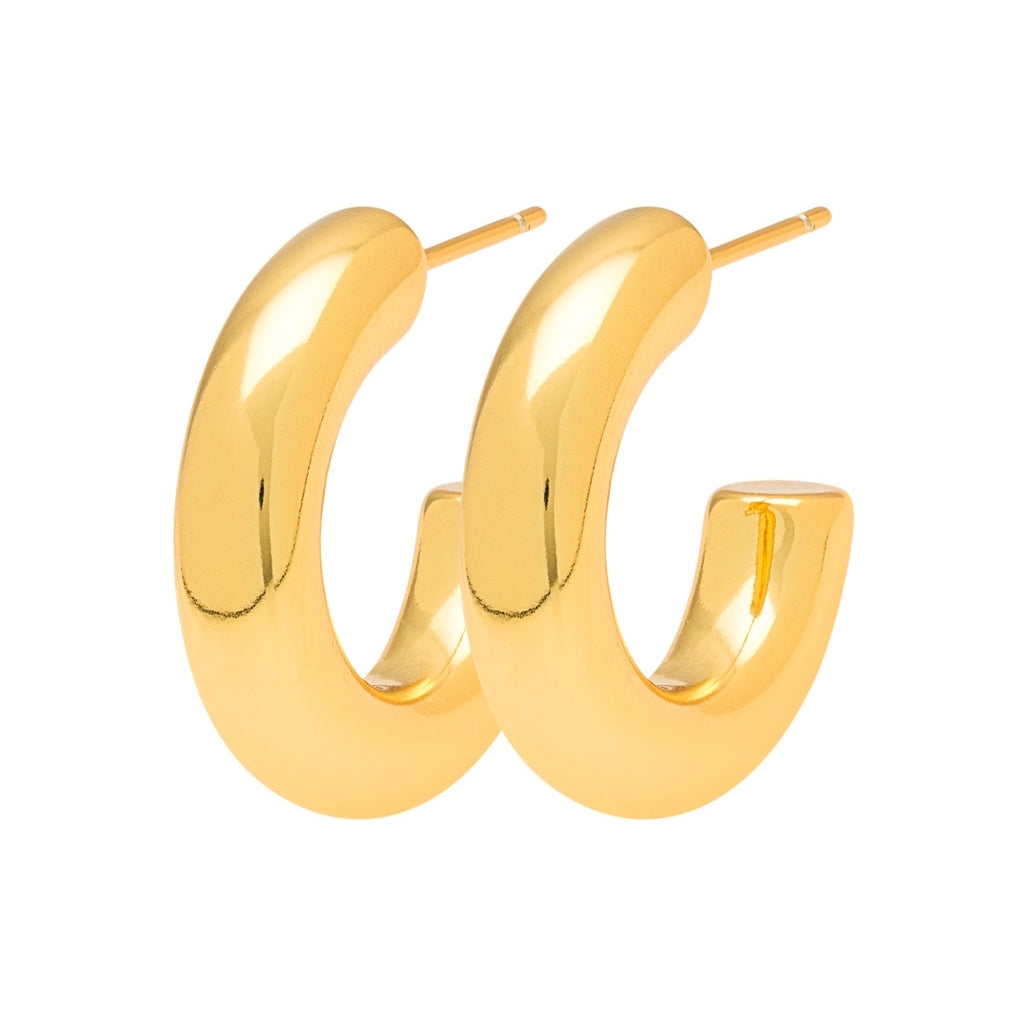 LULU Copenhagen Non Hoops Chunky Small pair Hoops Gold plated