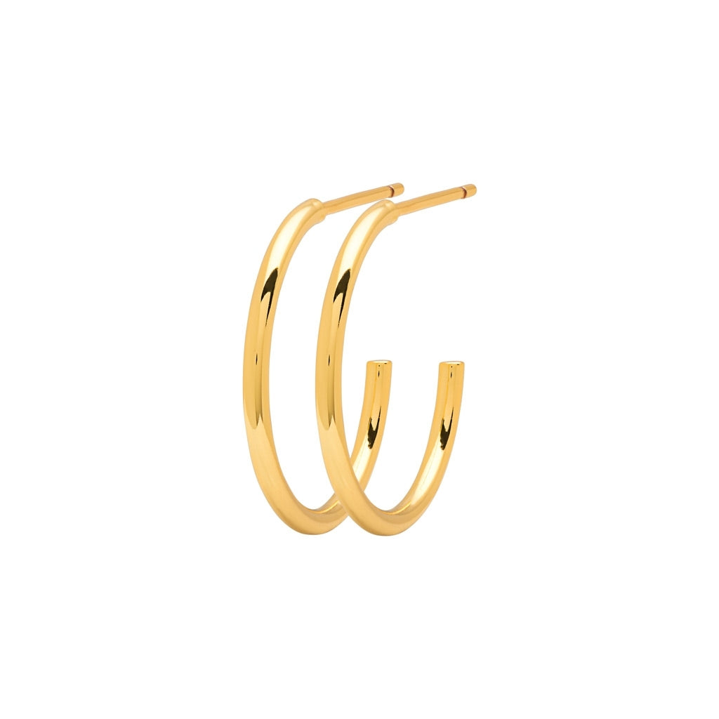 LULU Copenhagen Non Hoops Medium pair Hoops Gold plated