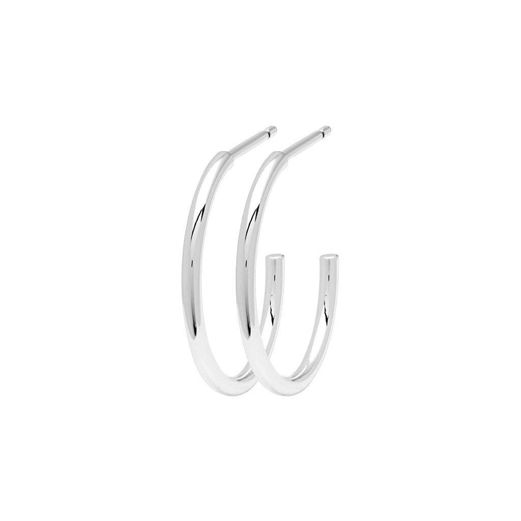 LULU Copenhagen Non Hoops Medium pair Hoops Silver Plated