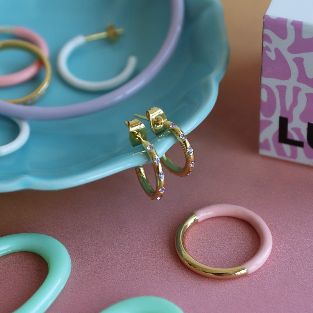LULU Copenhagen OMG Hoops Small pair gold plated Hoops Violet