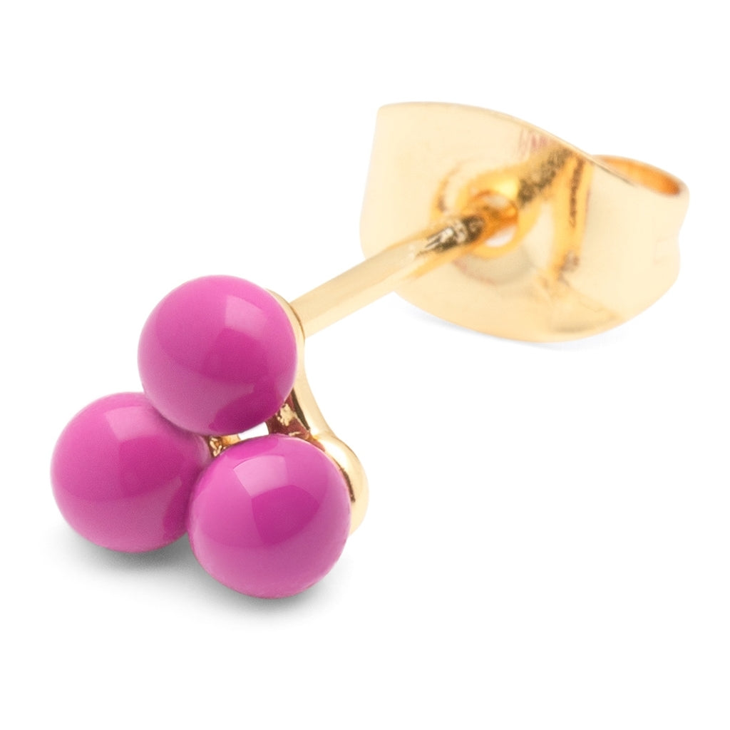 LULU Copenhagen Trio earring 1 pcs - enamel Ear stud, 1 pcs Electric Fuchsia Pink