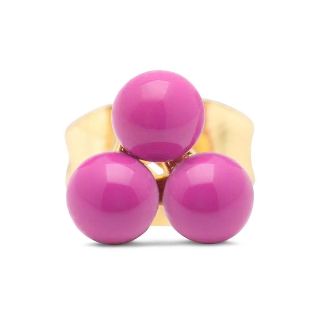 LULU Copenhagen Trio earring 1 pcs - enamel Ear stud, 1 pcs Electric Fuchsia Pink