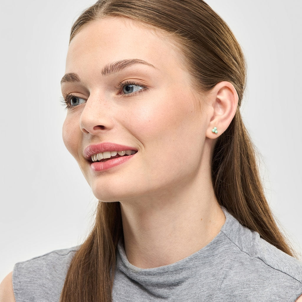 LULU Copenhagen Trio earring 1 pcs - enamel Ear stud, 1 pcs Seasalt Green